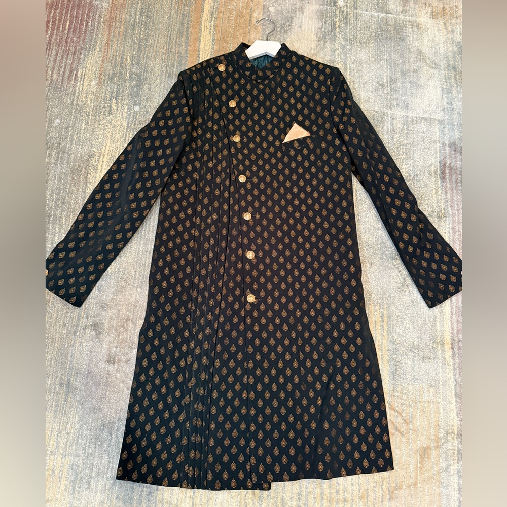 MEN's Custom Green & Gold Sherwani